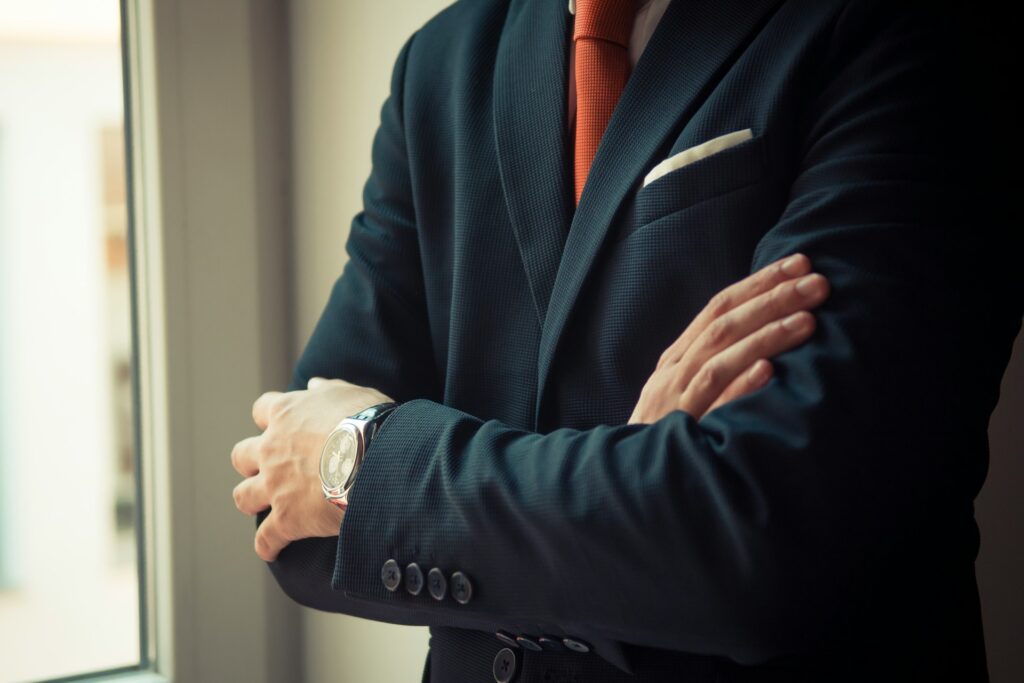 Man Wearing Navy Blue Suite - Custom Suits in Summit NJ